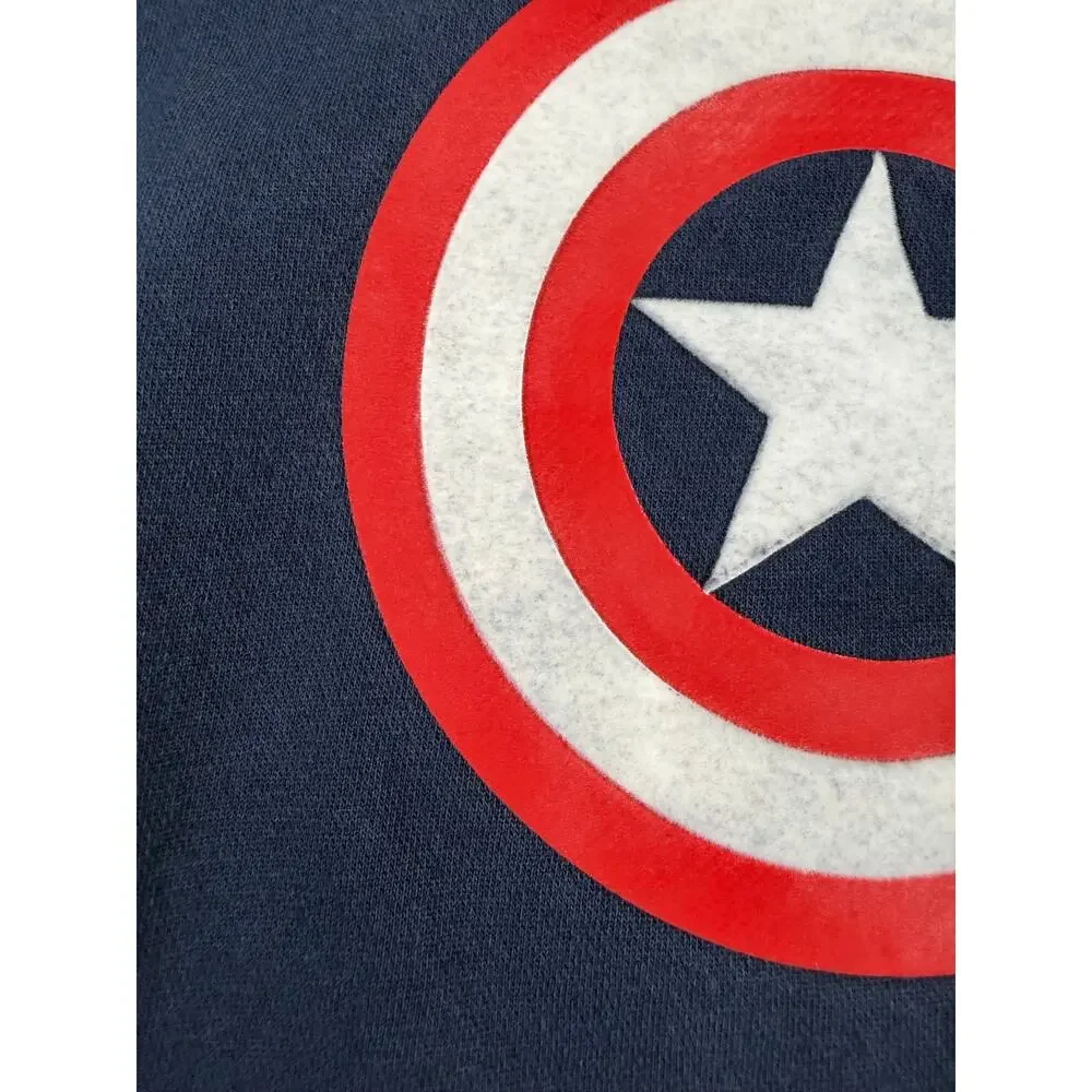 Gap Kids Marvel Captain America Shield Navy Hoodie Sweatshirt Size Medium 8